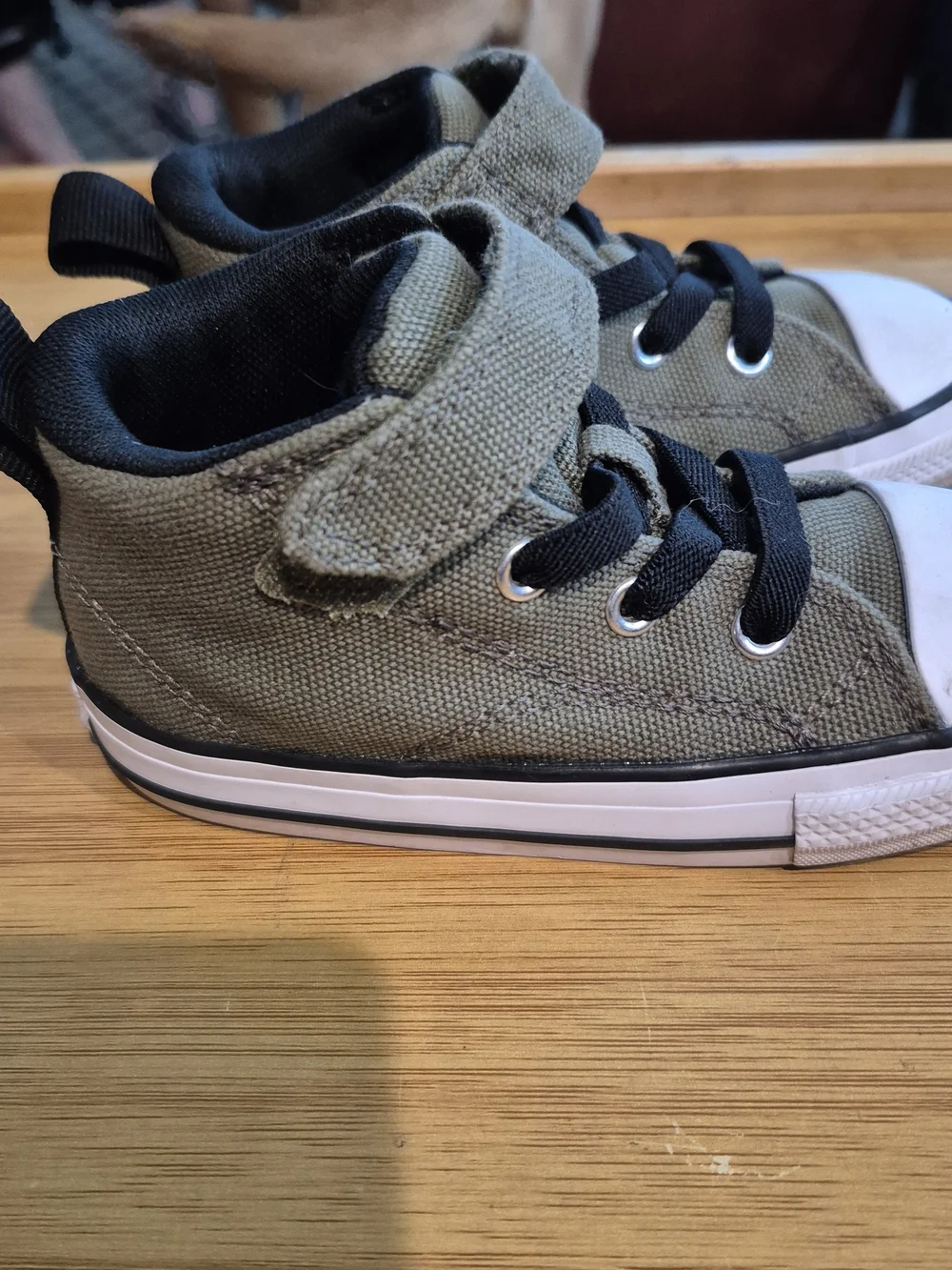 Converse Kids High-Top Sneakers in Olive Green with Black Laces